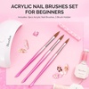 image:imageMelodySusie 3Pcs Acrylic Nail Brush Set Size 81014 with Brush Holder Nail Art Brushes for Acrylic Application Powder Nail Extension and 3D Carving Nail Art Tools for DIY Home Salon PinkSilverPinkSilver