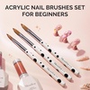 image:imageMelodySusie 3Piece Acrylic Nail Brush Set  Sizes 81014 Professional Nail Art Tool for Acrylic Application Powder Extension amp 3D Carving  PinkABlack