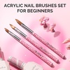 image:imageMelodySusie 3Piece Acrylic Nail Brush Set  Sizes 81014 Professional Nail Art Tool for Acrylic Application Powder Extension amp 3D Carving  PinkAPink