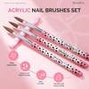 image:imageMelodySusie 3Piece Acrylic Nail Brush Set  Sizes 81014 Professional Nail Art Tool for Acrylic Application Powder Extension amp 3D Carving  PinkPink and White Gradient