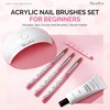 image:imageMelodySusie 3Piece Acrylic Nail Brush Set  Sizes 81014 Professional Nail Art Tool for Acrylic Application Powder Extension amp 3D Carving  PinkPink and White Gradient