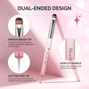 image:imageMelodySusie 4Pcs DualEnded French Nail Brush and Dotting Pen Set Size 10121416 with Brush Holder for French Tips Nail Clean Up and Nail DottingALight Pink