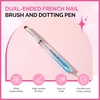 image:imageMelodySusie 4Pcs DualEnded French Nail Brush and Dotting Pen Set Size 10121416 with Brush Holder for French Tips Nail Clean Up and Nail DottingBlue