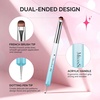 image:imageMelodySusie 4Pcs DualEnded French Nail Brush and Dotting Pen Set Size 10121416 with Brush Holder for French Tips Nail Clean Up and Nail DottingBlue