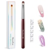 image:imageMelodySusie 4Pcs DualEnded French Nail Brush and Dotting Pen Set Size 10121416 with Brush Holder for French Tips Nail Clean Up and Nail DottingBrown