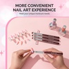 image:imageMelodySusie 4Pcs DualEnded French Nail Brush and Dotting Pen Set Size 10121416 with Brush Holder for French Tips Nail Clean Up and Nail DottingBrown