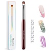 image:imageMelodySusie 4Pcs DualEnded French Nail Brush and Dotting Pen Set Size 10121416 with Brush Holder for French Tips Nail Clean Up and Nail DottingBrown