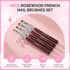 image:imageMelodySusie 4Pcs DualEnded French Nail Brush and Dotting Pen Set Size 10121416 with Brush Holder for French Tips Nail Clean Up and Nail DottingBrown