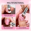image:imageMelodySusie 4Pcs DualEnded French Nail Brush and Dotting Pen Set Size 10121416 with Brush Holder for French Tips Nail Clean Up and Nail DottingBrown