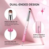 image:imageMelodySusie 4Pcs DualEnded French Nail Brush and Dotting Pen Set Size 10121416 with Brush Holder for French Tips Nail Clean Up and Nail DottingDeep Pink