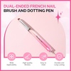 image:imageMelodySusie 4Pcs DualEnded French Nail Brush and Dotting Pen Set Size 10121416 with Brush Holder for French Tips Nail Clean Up and Nail DottingDeep Pink