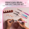 image:imageMelodySusie 4Pcs DualEnded French Nail Brush and Dotting Pen Set Size 10121416 with Brush Holder for French Tips Nail Clean Up and Nail DottingMulticolor