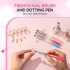 image:imageMelodySusie 4Pcs DualEnded French Nail Brush and Dotting Pen Set Size 10121416 with Brush Holder for French Tips Nail Clean Up and Nail DottingPurple