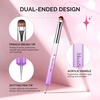 image:imageMelodySusie 4Pcs DualEnded French Nail Brush and Dotting Pen Set Size 10121416 with Brush Holder for French Tips Nail Clean Up and Nail DottingPurple
