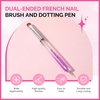 image:imageMelodySusie 4Pcs DualEnded French Nail Brush and Dotting Pen Set Size 10121416 with Brush Holder for French Tips Nail Clean Up and Nail DottingPurple
