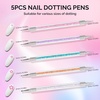 image:imageMelodySusie 5Pcs Nail Art Sculpture Pen Brushes for Resin Nail Art Tools for Design Nail Foil Carving Drawing Effect Shaping Drawing Nail Tools for Home Salon ManicureMulticolor D