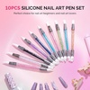 image:imageMelodySusie 5Pcs Nail Art Sculpture Pen Brushes for Resin Nail Art Tools for Design Nail Foil Carving Drawing Effect Shaping Drawing Nail Tools for Home Salon ManicureMulticolor C