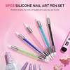 image:imageMelodySusie 5Pcs Nail Art Sculpture Pen Brushes for Resin Nail Art Tools for Design Nail Foil Carving Drawing Effect Shaping Drawing Nail Tools for Home Salon ManicureRoyal Blue  Pink  Sky Blue  Green  Black