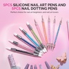 image:imageMelodySusie 5Pcs Nail Art Sculpture Pen Brushes for Resin Nail Art Tools for Design Nail Foil Carving Drawing Effect Shaping Drawing Nail Tools for Home Salon ManicureMulticolor D