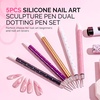image:imageMelodySusie 5Pcs Nail Art Sculpture Pen Brushes for Resin Nail Art Tools for Design Nail Foil Carving Drawing Effect Shaping Drawing Nail Tools for Home Salon ManicurePurple  Pink  White  Gold  Black