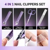 image:imageMelodySusie Nail Clippers Set 4 in 1 Ultra Sharp Toenail Clippers with Glass Nail File Cuticle Scissors Stainless Steel Nail Clippers for Women Fingernail Clipper Cutter Manicure Set Gifts PinkPurple 4 in 1
