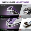 image:imageMelodySusie Nail Clippers Set 4 in 1 Ultra Sharp Toenail Clippers with Glass Nail File Cuticle Scissors Stainless Steel Nail Clippers for Women Fingernail Clipper Cutter Manicure Set Gifts PinkPurple 4 in 1