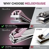 image:imageMelodySusie Nail Clippers Set 4 in 1 Ultra Sharp Toenail Clippers with Glass Nail File Cuticle Scissors Stainless Steel Nail Clippers for Women Fingernail Clipper Cutter Manicure Set Gifts PinkPink 4 in 1