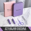 image:imageMelodySusie Nail Clippers Set 4 in 1 Ultra Sharp Toenail Clippers with Glass Nail File Cuticle Scissors Stainless Steel Nail Clippers for Women Fingernail Clipper Cutter Manicure Set Gifts PinkPurple 4 in 1