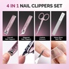 image:imageMelodySusie Nail Clippers Set 4 in 1 Ultra Sharp Toenail Clippers with Glass Nail File Cuticle Scissors Stainless Steel Nail Clippers for Women Fingernail Clipper Cutter Manicure Set Gifts PinkPink 4 in 1