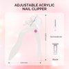 image:imageMelodySusie Nail Clippers for Acrylic Nails White Adjustable Stainless Steel Acrylic Nail Clippers Professional Rotary Nail Cutter for False Nail Tips Manicure Nail Salon ToolWhite