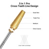 image:imageMelodySusie Professional 5 in 1 Nail Drill Bits 332 Carbide Tungsten Multifunction Bits Suitable for Manicure Pedicure Cuticle Gel Polishing Technicians Bits Purple Series BitM MediumGold