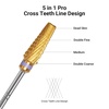 image:imageMelodySusie Professional 5 in 1 Nail Drill Bits 332 Carbide Tungsten Multifunction Bits Suitable for Manicure Pedicure Cuticle Gel Polishing Technicians Bits Purple Series BitM MediumGold