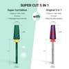 image:imageMelodySusie Professional 5 in 1 Nail Drill Bits 332 Carbide Tungsten Multifunction Bits Suitable for Manicure Pedicure Cuticle Gel Polishing Technicians Bits Purple Series BitM MediumGreenSuper Cut Cross