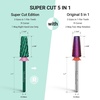 image:imageMelodySusie Professional 5 in 1 Nail Drill Bits 332 Carbide Tungsten Multifunction Bits Suitable for Manicure Pedicure Cuticle Gel Polishing Technicians Bits Purple Series BitM MediumGreenSuper Cut Cross