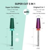 image:imageMelodySusie Professional 5 in 1 Nail Drill Bits 332 Carbide Tungsten Multifunction Bits Suitable for Manicure Pedicure Cuticle Gel Polishing Technicians Bits Purple Series BitM MediumGreenSuper Cut Cross