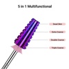 image:imageMelodySusie Professional 5 in 1 Nail Drill Bits 332 Carbide Tungsten Multifunction Bits Suitable for Manicure Pedicure Cuticle Gel Polishing Technicians Bits Purple Series BitM MediumPurpleStraight Cut