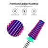 image:imageMelodySusie Professional 5 in 1 Nail Drill Bits 332 Carbide Tungsten Multifunction Bits Suitable for Manicure Pedicure Cuticle Gel Polishing Technicians Bits Purple Series BitM MediumPurpleStraight Cut