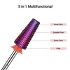 image:imageMelodySusie Professional 5 in 1 Nail Drill Bits 332 Carbide Tungsten Multifunction Bits Suitable for Manicure Pedicure Cuticle Gel Polishing Technicians Bits Purple Series BitM MediumPurplecross Cut