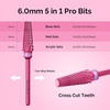 image:imageMelodySusie Professional 5 in 1 Nail Drill Bits 332 Carbide Tungsten Multifunction Bits Suitable for Manicure Pedicure Cuticle Gel Polishing Technicians Bits Purple Series BitM MediumPink Blossom