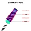 image:imageMelodySusie Professional 5 in 1 Nail Drill Bits 332 Carbide Tungsten Multifunction Bits Suitable for Manicure Pedicure Cuticle Gel Polishing Technicians Bits Purple Series BitM MediumPurpleStraight Cut