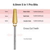 image:imageMelodySusie Professional 5 in 1 Nail Drill Bits 332 Carbide Tungsten Multifunction Bits Suitable for Manicure Pedicure Cuticle Gel Polishing Technicians Bits Purple Series BitM MediumGold