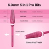image:imageMelodySusie Professional 5 in 1 Nail Drill Bits 332 Carbide Tungsten Multifunction Bits Suitable for Manicure Pedicure Cuticle Gel Polishing Technicians Bits Purple Series BitM MediumPink Blossom