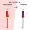 image:imageMelodySusie Professional 5 in 1 Nail Drill Bits 332 Carbide Tungsten Multifunction Bits Suitable for Manicure Pedicure Cuticle Gel Polishing Technicians Bits Purple Series BitM MediumRedSuper Cut Cross