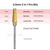 image:imageMelodySusie Professional 5 in 1 Nail Drill Bits 332 Carbide Tungsten Multifunction Bits Suitable for Manicure Pedicure Cuticle Gel Polishing Technicians Bits Purple Series BitM MediumGold