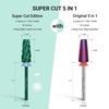 image:imageMelodySusie Professional 5 in 1 Nail Drill Bits 332 Carbide Tungsten Multifunction Bits Suitable for Manicure Pedicure Cuticle Gel Polishing Technicians Bits Purple Series BitM MediumGreenSuper Cut Cross