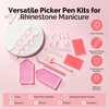 image:imageMelodySusie Rhinestone Picker Tool Kits 2PCS Picker Handle DualEnded Dotting Pen with 12 Plastic Replacement Tips 12 Clay 2 Plastic Spoons 1 Brush 2 Plates Tweezer Tools for Nail Art Pink