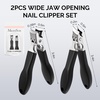 image:imageMelodySusie Wide Jaw Opening Nail Clippers Toenail Clippers for Seniors Thick Nails Angled Head Large Nail Clippers for Men Women with Nail File Fingernail Cutter with Catcher Long Handle Black2pcs Nail Clippers
