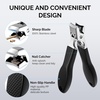 image:imageMelodySusie Wide Jaw Opening Nail Clippers Toenail Clippers for Seniors Thick Nails Angled Head Large Nail Clippers for Men Women with Nail File Fingernail Cutter with Catcher Long Handle Black2pcs Nail Clippers