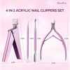 image:imageMelodysusie 4 in 1 Acrylic Nail Clippers Set with Cuticle Trimmer and DualEnded Cuticle Pusher Remover Stainless Steel Acrylic Nail Cutter Set Pedicure Manicure Acrylic Nail Tools for Home SalonA4pcs Pink Set