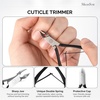 image:imageMelodysusie 4 in 1 Acrylic Nail Clippers Set with Cuticle Trimmer and DualEnded Cuticle Pusher Remover Stainless Steel Acrylic Nail Cutter Set Pedicure Manicure Acrylic Nail Tools for Home SalonB4pcs Black Set